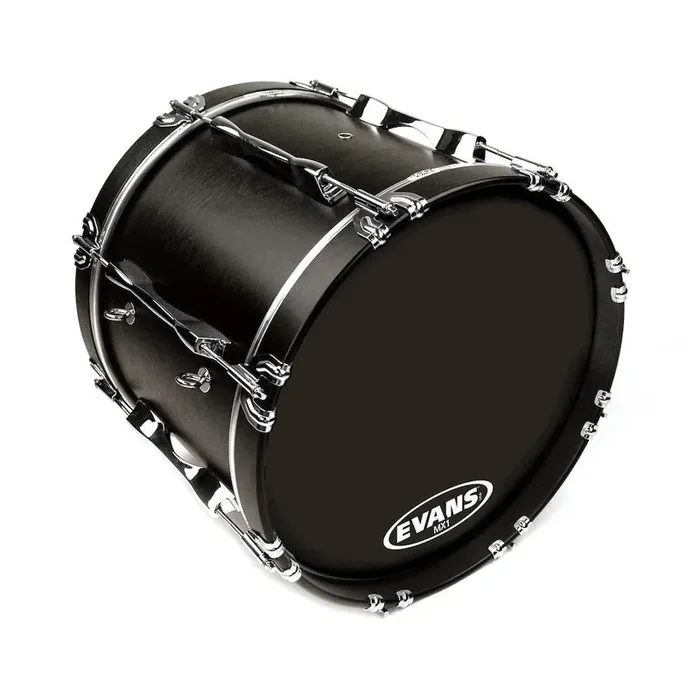 Evans MX1 Black Marching Bass Drum Head, 24 Inch