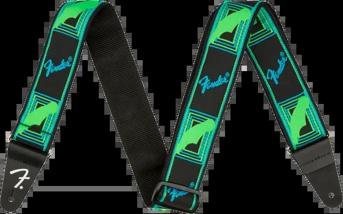 FENDER 0990681303 Neon Monogrammed Strap, Green/Blue 2″