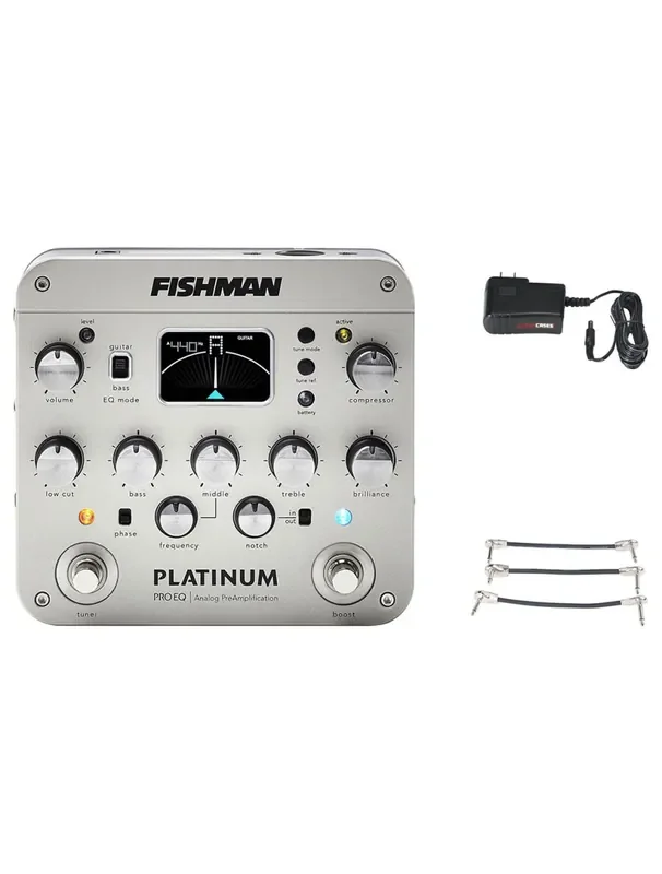 Fishman Platinum Pro EQ/DI + Gator 9V Power Combo & 3 Patch Cables