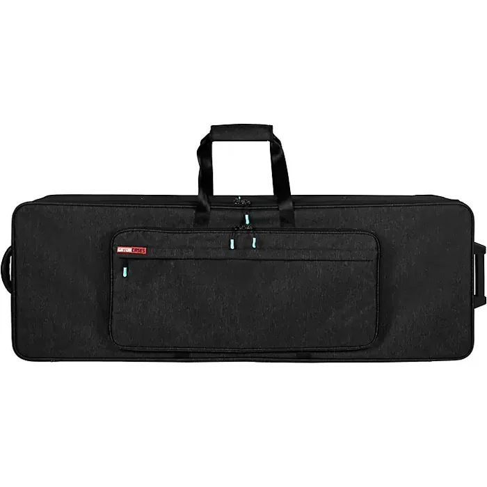 Gator GKP76-BLK Semi-Rigid Lightweight Pro Wheeled Case for 76-Note Keyboards; Charcoal Black Electric Blue Interior Guitar Center