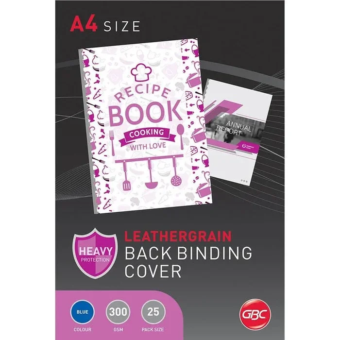 GBC Leathergrain 300GSM A4 Binding Covers (Blue) [Pack of 25]