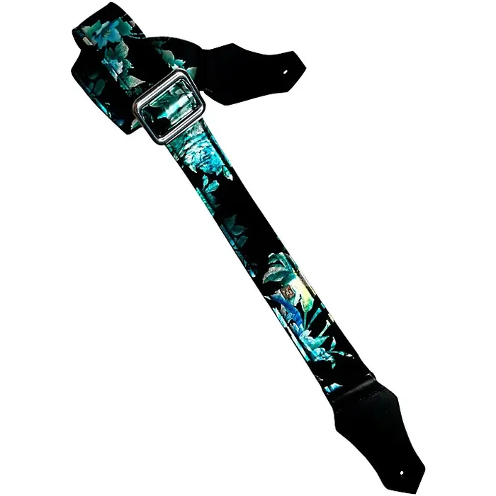 Get‘m Get‘m Platinum Bloom Guitar Strap Blue 2 in. Guitar Center