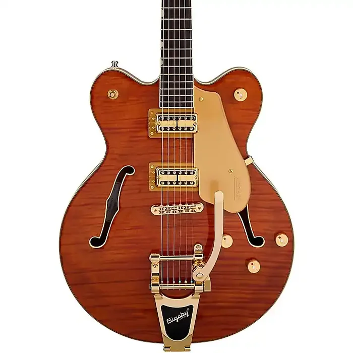 Gretsch Guitars Electromatic LTD Flame Okoume Broadkaster Double-Cut Electric Guitar With Bigsby Roundup Orange Stain Guitar Center