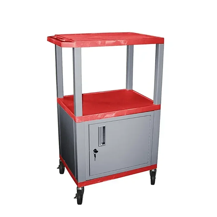 H. Wilson Tuffy Cart with Lockable Cabinet Red and Nickel Small Guitar Center