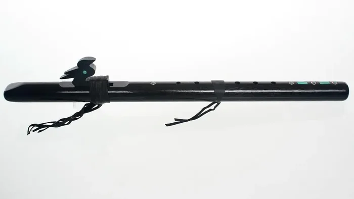High Spirits Ebonized Walnut Crow Flute, Key of G, With Turquoise Inlay