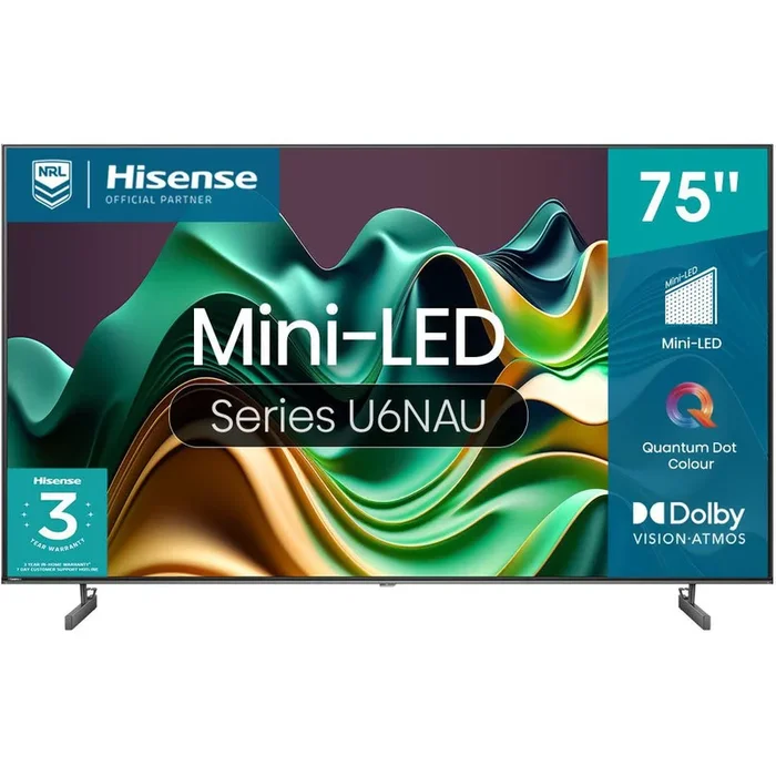 Hisense 75″ U6NAU Mini-LED 4K QLED Smart TV [2024]