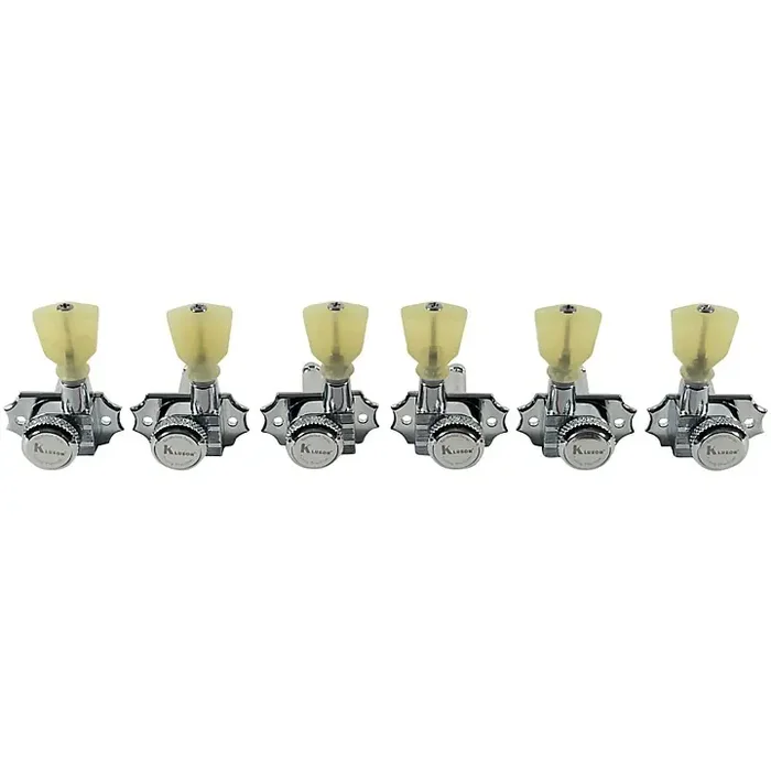 Kluson 3 Per Side Locking Revolution Series G-Mount Non-Collared Pearloid Keystone Tuning Machines Chrome Guitar Center
