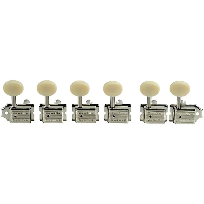 Kluson 6-In-Line Deluxe Series Oval Plastic Double Line Logo Tuning Machines Nickel Guitar Center