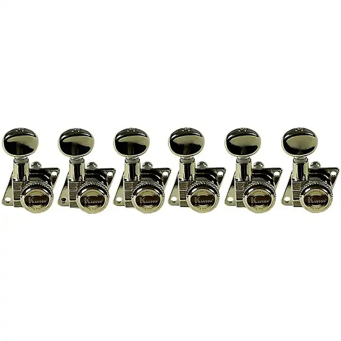 Kluson 6-In-Line Locking Revolution Series F-Mount Tuning Machines With Staggered Posts Nickel Guitar Center