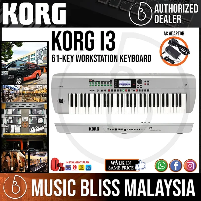 Korg i3 Workstation Keyboard – Matte Silver with 0% Instalment (i-3) *Hari Raya Promotion*