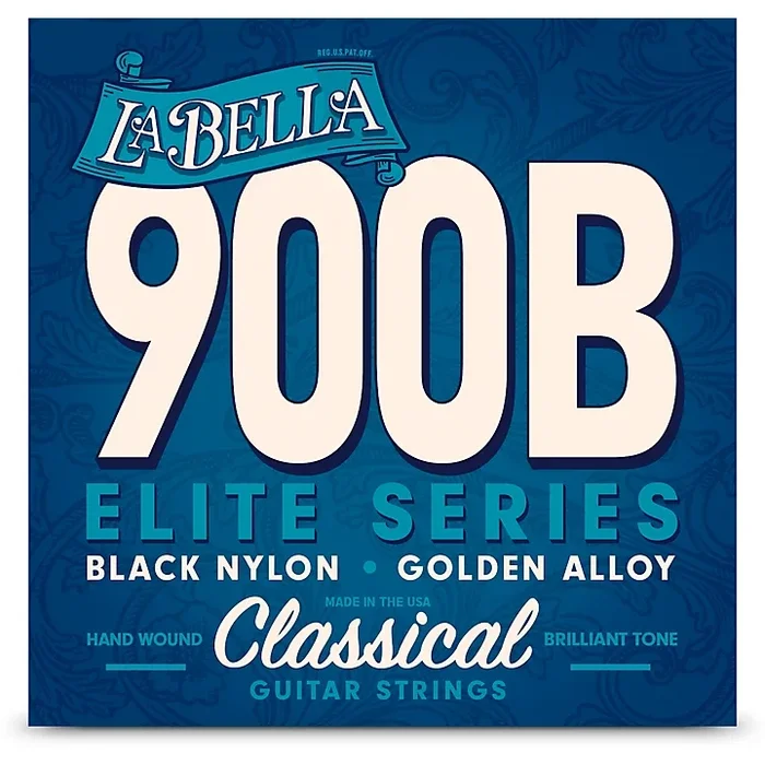 La Bella 900-B Elite Series Black Nylon Golden Alloy Classical Guitar Strings