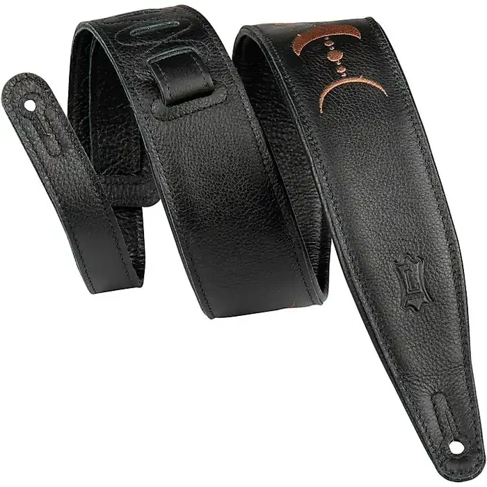 Levy‘s 2.5″ Black Garment Leather Guitar Strap Brown Moon Guitar Center