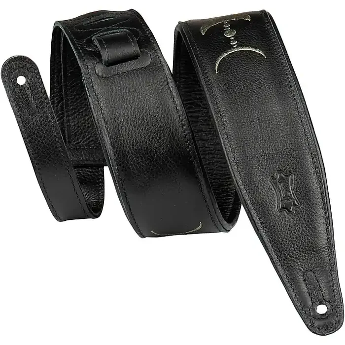 Levy‘s 2.5″ Black Garment Leather Guitar Strap Green Moon Guitar Center
