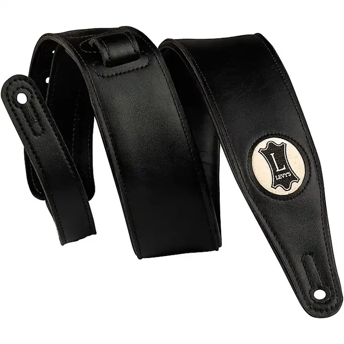 Levy‘s 2.5″ Black Padded Vegan Leather Guitar Strap Black Guitar Center