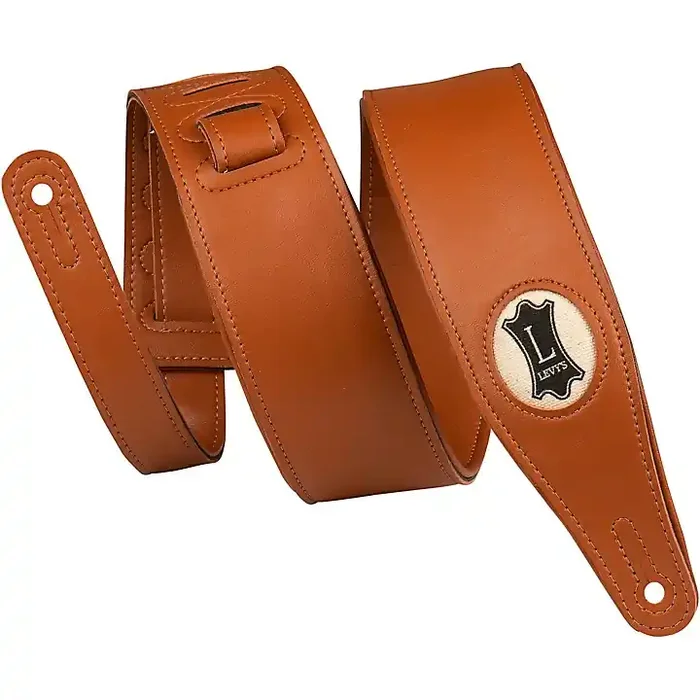 Levy‘s 2.5″ Black Padded Vegan Leather Guitar Strap Tan Guitar Center