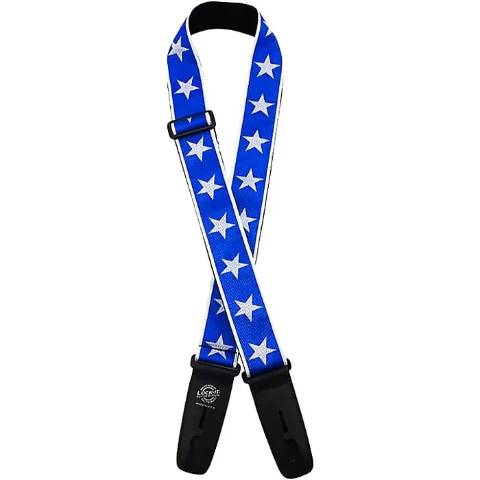 Lock-It Straps Jacquard 2″ Locking Guitar Strap White/Blue Stars Guitar Center