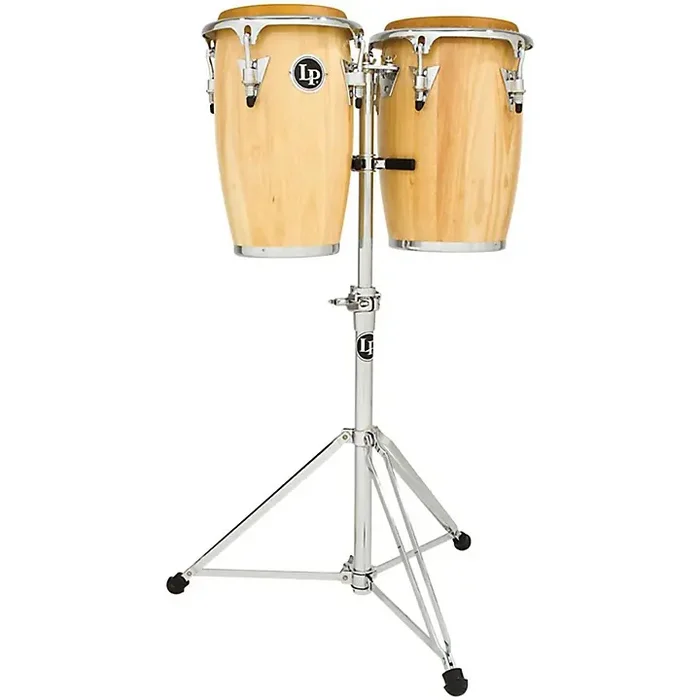 LP Junior Wood Congas with Chrome Hardware and Stand Natural Guitar Center