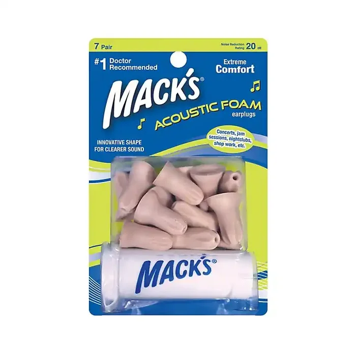 Mack‘s Acoustic Foam Ear Plugs 7 Pair Blister Pack with Free Travel Case Guitar Center