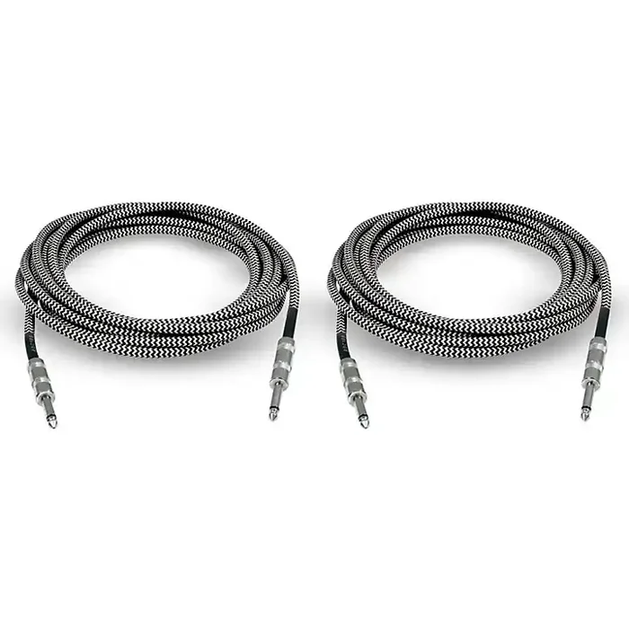Musician‘s Gear Standard Instrument Cable Tweed-20 ft.-Black and Silver (2 Pack) Guitar Center
