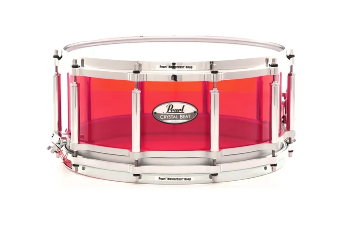 Pearl 14″ x 6.5″ Crystal Beat Series Free Floater Snare Drum – Ruby Red