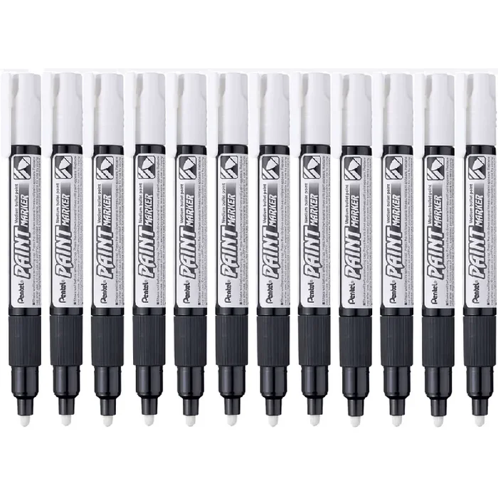 Pentel MMP20 Box 12 Paint Marker Medium Bullet Point (White)