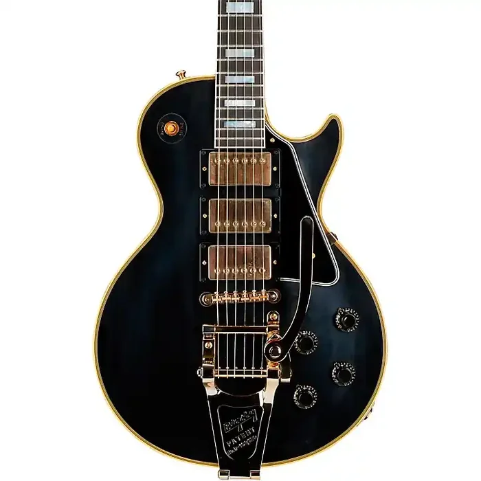 Platinum Gibson Custom 1957 Les Paul Custom Reissue 3-Pickup Bigsby VOS Electric Guitar Ebony Guitar Center