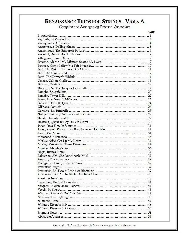 Renaissance Trios for Strings – Viola A