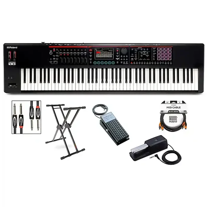 Roland FANTOM-08 Synthesizer With KS-20X, DP-10 and EV-5 Plus Black Series Audio and MIDI Cables Guitar Center
