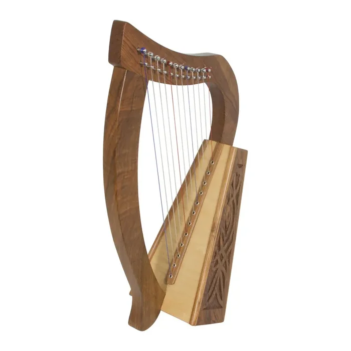 Roosebeck 21 Inch Baby Harp 12 String Walnut Knotwork + String Set + Tuning Tool