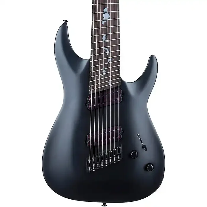 Schecter Guitar Research Damien-8 MS Electric Guitar Satin Black Guitar Center