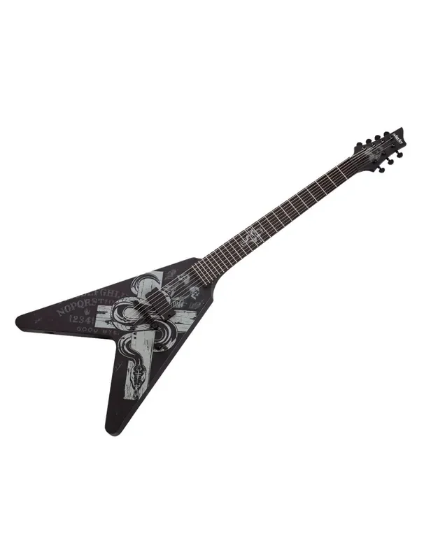 Schecter V-7 Chris Howorth Snake Cross Satin Black