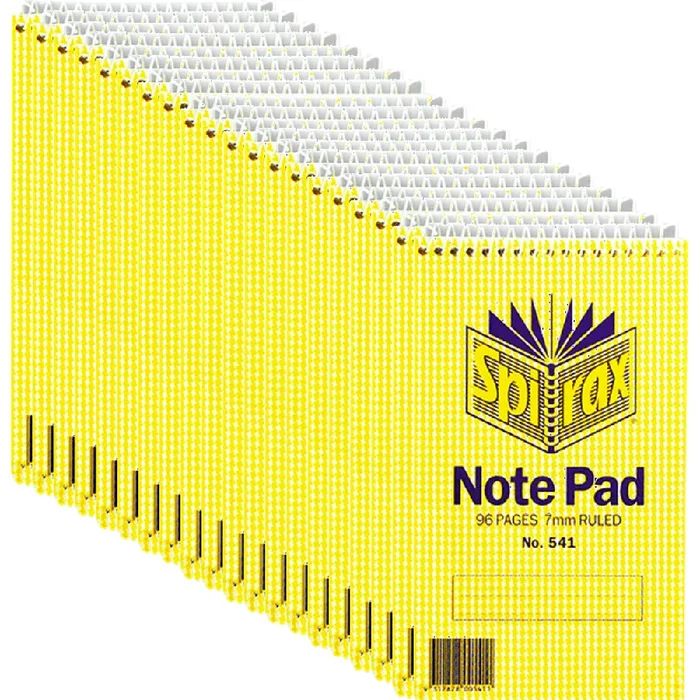 Spirax 541 Reporters Notebook Pad Spiral Bound Top Open 96 Page [20 Pack]