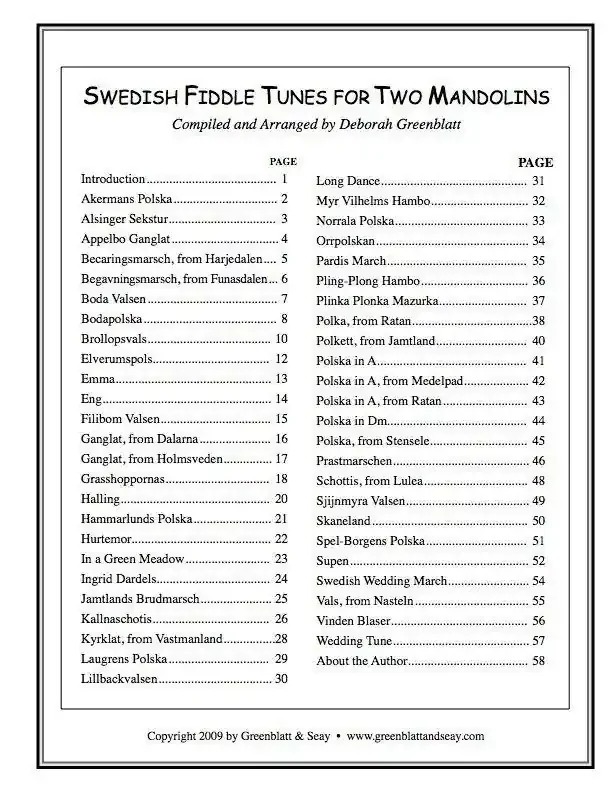 Swedish Fiddle Tunes for Two Mandolins