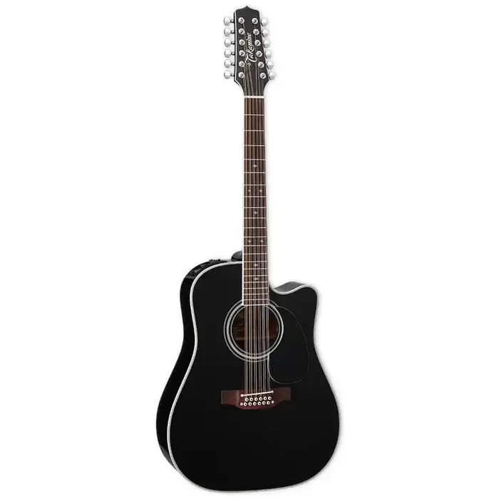 Takamine EF381SC 12-String Dreadnought Cutaway Acoustic Electric Guitar – Black – Preorder