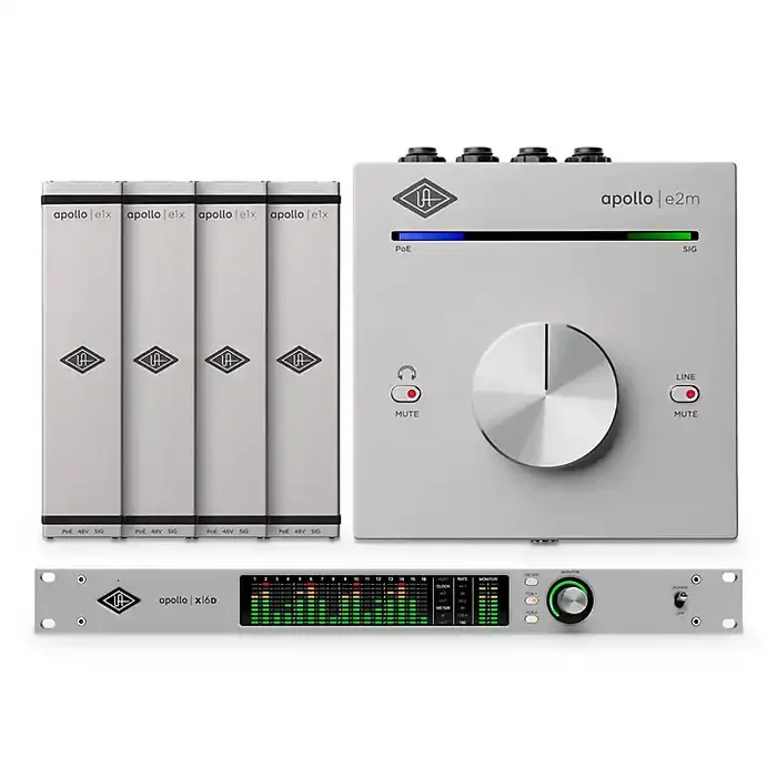 Universal Audio Apollo X16D Essentials+ 18×20 TB Audio Interface Dante With Four Apollo e1x Remote-Controllable Unison Preamps & Apollo e2M Headphone Amp Guitar Center