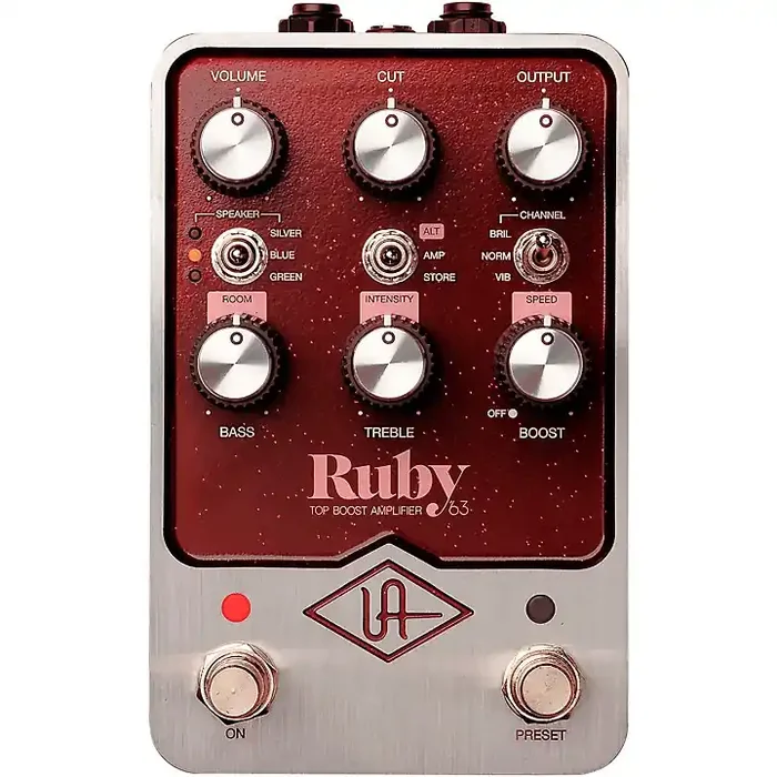 Universal Audio UAFX Ruby ‘63 Top Boost Amplifier Effects Pedal Dark Maroon Guitar Center