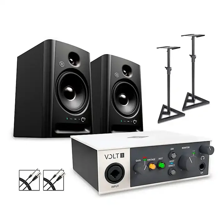 Universal Audio Volt 1 With Harbinger Studio Monitor Pair, Stands & Cables SM508 Guitar Center
