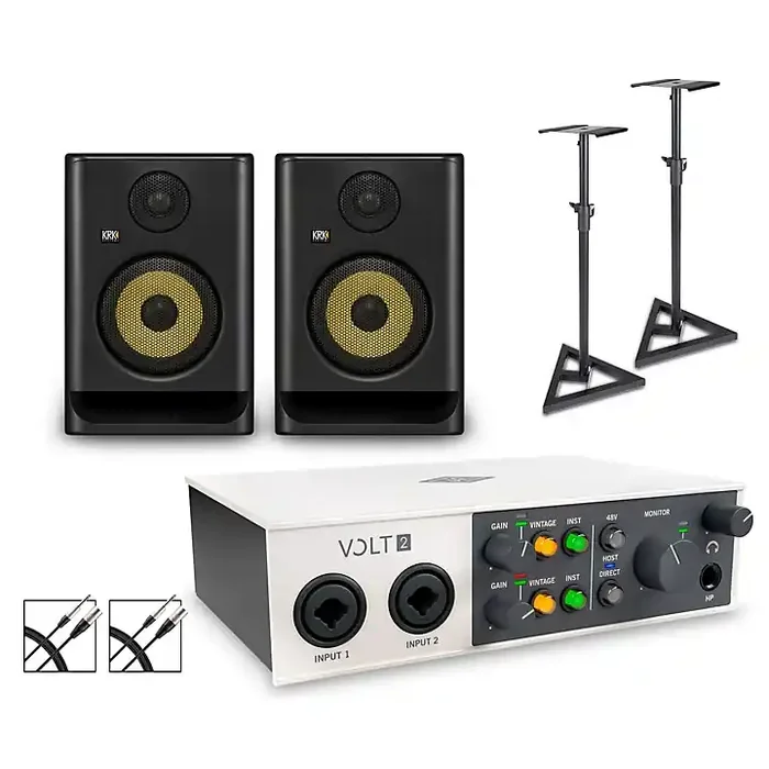 Universal Audio Volt 2 with KRK ROKIT G5 Studio Monitor Pair (Stands & Cables Included) ROKIT 5 Guitar Center