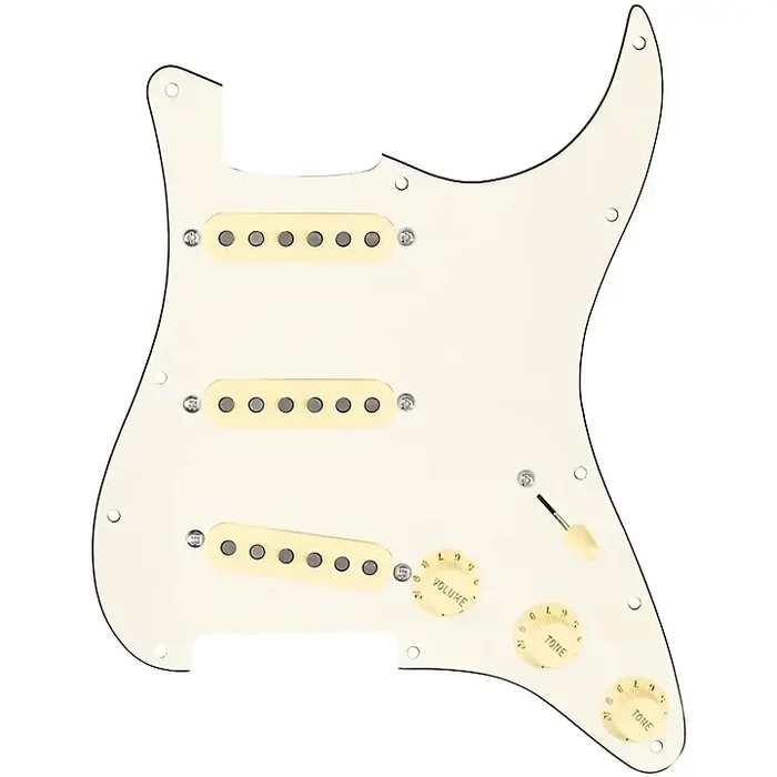Vintage American Loaded Pickguard for Strat With Aged White Pickups and S5W Wiring Harness Parchment Guitar Center