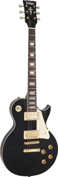 Vintage V100BB V100 ReIssued Guitar Boulevard Black