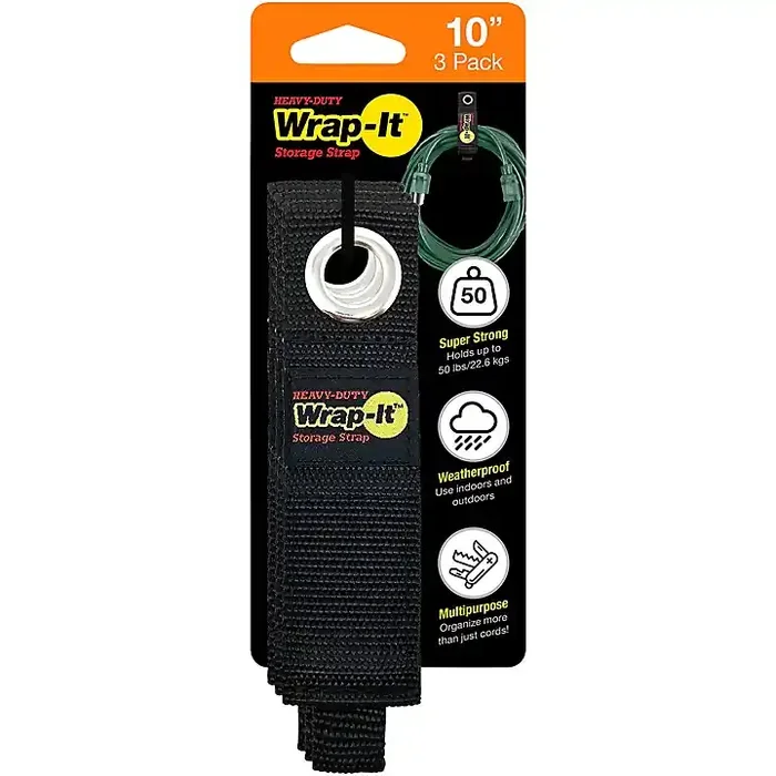 Wrap-It Storage Straps Heavy-Duty 10″ Cable Strap, 3-Pack Guitar Center