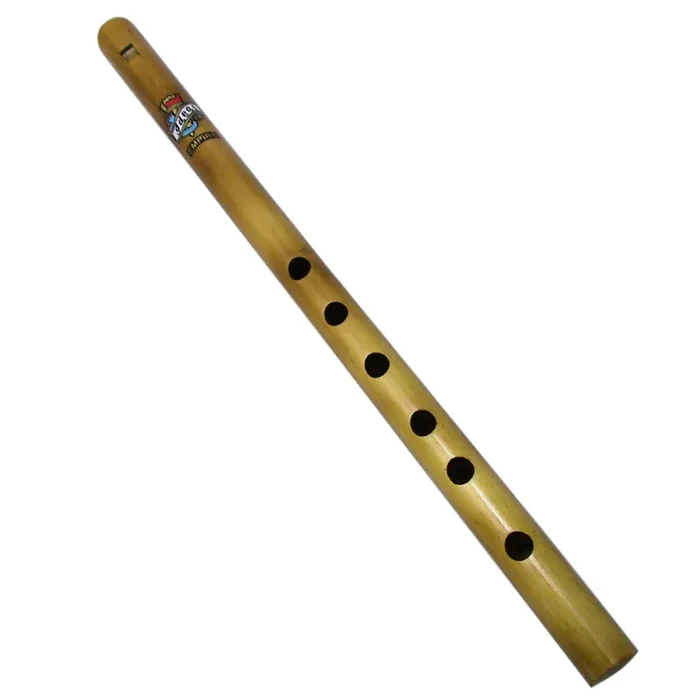 Zaza Percussion- 6 Finger holes – Polished Bamboo Flute state D – 15‘‘ (Indian Flute)